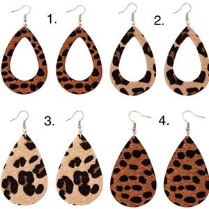 Statement earrings • faux leather • cheetah print
